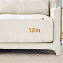 Elegant Four-Seater Sofa with Movable Ottoman and Lumbar Pillow, Beige Chenille Fabric, Solid Wood Frame, Ergonomic Design