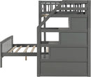 Gray Twin Over Full Bunk Bed With Storage Stairs Solid Wood