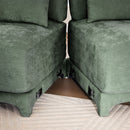 Elegant Green Chenille Two-Seater Sofa with Ottoman & Lumbar Pillows, Ergonomic Design, Easy Install
