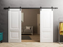 Lucia 8831 White Silk Double Barn Door and Black Rail