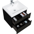 24" Floating Bathroom Vanity with Sink, Modern Wall-Mounted Bathroom Storage Vanity Cabinet with Resin Top Basin and Soft Close Drawers, Glossy Black