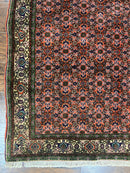 Antique Persian Bijar Rug 5x7, Allover Pattern, Hand Knotted Vintage Wool Tribal Oriental Carpet, Bidjar Rug, Red and Cream 5 x 7 ft, Handmade Rug
