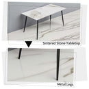 Dining Table with Sintered Stone Tabletop and Metal Legs, 63' Rectangular Modern Kitchen & Dining Room Table With 4 Dining Chairs