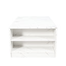 Modern Coffee Tables for Living Room, LED Coffee Table, Storage Coffee Table, Small Coffee Table, Wood Center Table with 2 Drawers and Open Side Shelf