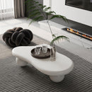 40 Inch Cloud Shaped Coffee Table with 3 Ball Legs for Living Room, Cream White