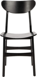 Retro Black Wood Dining Chair Set Of 2 For Home Dining