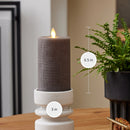Chalky Linen Charcoal Gray Flameless Candle Pillar