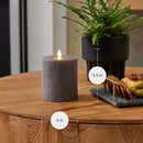Chalky Linen Charcoal Gray Flameless Candle Pillar