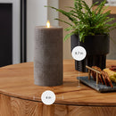 Chalky Linen Charcoal Gray Flameless Candle Pillar
