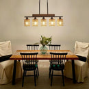Rattan Farmhouse 5 Light Linear Chandelier Black Lighting