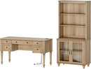 Oak Distressed Farmhouse Office Desk System Bookcase