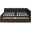 Full Size Upholstered Tufted Bed Frame with Two Drawers, Sofa Bed Frame with Comfortable Backrest and Armrests, Velvet, Black(79.5''x58''x25'')