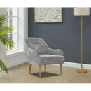 Chenille Armchair, Modern Style Accent Chair with Wood Legs, Comfy Design for Living Room, Bedroom, Office, Gray