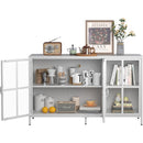 Modern Sideboard Buffet Cabinet with Storage Premium Steel Storage Cabinet, Adjustable Feet,Glass Doors,Large Capacity Organizer