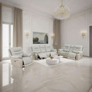 Genuine Leather Power Recliner Sofa Set 3 Piece Light Grey