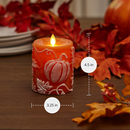 Harvest Pumpkin Embossed Leaves & Pumpkins Flameless Candle Pillar