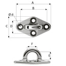 Wichard Diamond Pad Eye - Round - 60mm Length (2-23/64") - M5 Screw