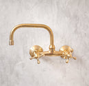 Wall Mounted Unlacquered Brass Faucet