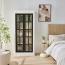 Rustic Style Display Cabinet with Glass Doors for Collectibles - White & Black, 71.2'' Tall