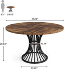 Round Dining Table 47 Inch Metal Base For Kitchen And Dining