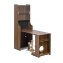 Mid-Century Modern Walnut Vintage Multi-use Cabinet With Cat scratcher Bed cat friendly furniture