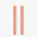 Mellow Peach Flameless Candle Tapers - Melted Top - 9.5" Height - Set of 2