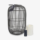 Weathered Grey Lantern with Outdoor Candle and Remote