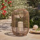 Weathered Brown Lantern with Outdoor Candle and Remote