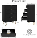 Four Drawer Dresser With Industrial Metal Legs Black