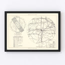 Vintage Map of the Lincoln Municipal Airport Vicinity, 1951