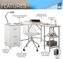 L Shaped Desk Two Toned With Drawers And Open Shelf Home Office
