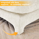 Elegant Three-Seater Sofa with Lumbar Pillow, Chenille Upholstery, Wooden Base, Ergonomic Design, Beige