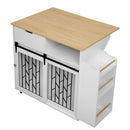 Modern Style 2-in-1 Pet Friendly Dog Crate Kitchen Island End Table Natural White MDF Metal Pine