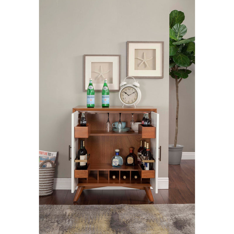 Flynn Small Bar Cabinet, Acorn/White