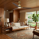 56 Inch Soft Brass Solid Wood Blades LED Ceiling Fan with Remote Control