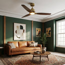 56 Inch Soft Brass Solid Wood Blades LED Ceiling Fan with Remote Control