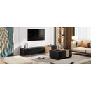 TV Stand and Coffee Table with Faux Marble, Walnut Wood Grain Finish, Set of 2, Modern Entertainment Center for TVs up to 88", Center Table with 2 Storage Drawers for Living Room, Black
