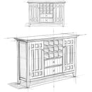 Rustic Gray Pine Wood Sideboard Buffet With Wine Storage