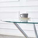 Modern Round Clear Glass Dining Table with Unique Silver Metal Legs for 4-6 People