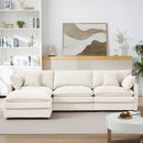 Contemporary Modular Sectional Sofa L-Shaped Couch Set with Movable Ottoman Chenille Beige 105 Inch