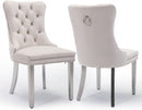 Velvet Dining Chairs Set Of 2 Beige Tufted Upholstered
