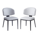 7 Pieces Contemporary Dining Set with Faux Leather Chairs and Metal Legs , Black+White+Natural Wood Finish