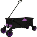 360° Rotating Rear Wheel Heavy-Duty Folding Wagon – Multi-Use Garden Cart with All-Terrain Wheels, Dual-Color (Black & Purple) Design for Camping, Beach, Picnic & Outdoor