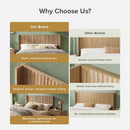 Modern Farmhouse Wood Headboard with Wingback Fluted Design