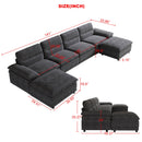 141'' Wide Modern U-shaped Sectional Sofa with high back cushion,6-seat Upholstered Soft Sofa Furniture,Sleeper Sofa Couch with Chaise Lounge for Living Room,Dark Grey