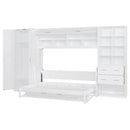 Full Size Murphy Bed Wall Bed with Closet , Drawers and Shelves, White