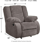 Dark Gray Rocker Recliner With Waterfall Back Design