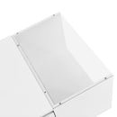 U-Can Led Coffee Table, Modern Center Table with High-Gloss Finish and Glass Tabletop, Coffee Table with Open Storage Compartment and 2 Hidden Drawers  for Living Room