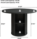 47 Inch Round Dining Table For 4 With Storage Shelf Black