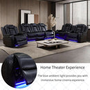 Power Recliner Set With LED Lights And Wireless Charger USB Port